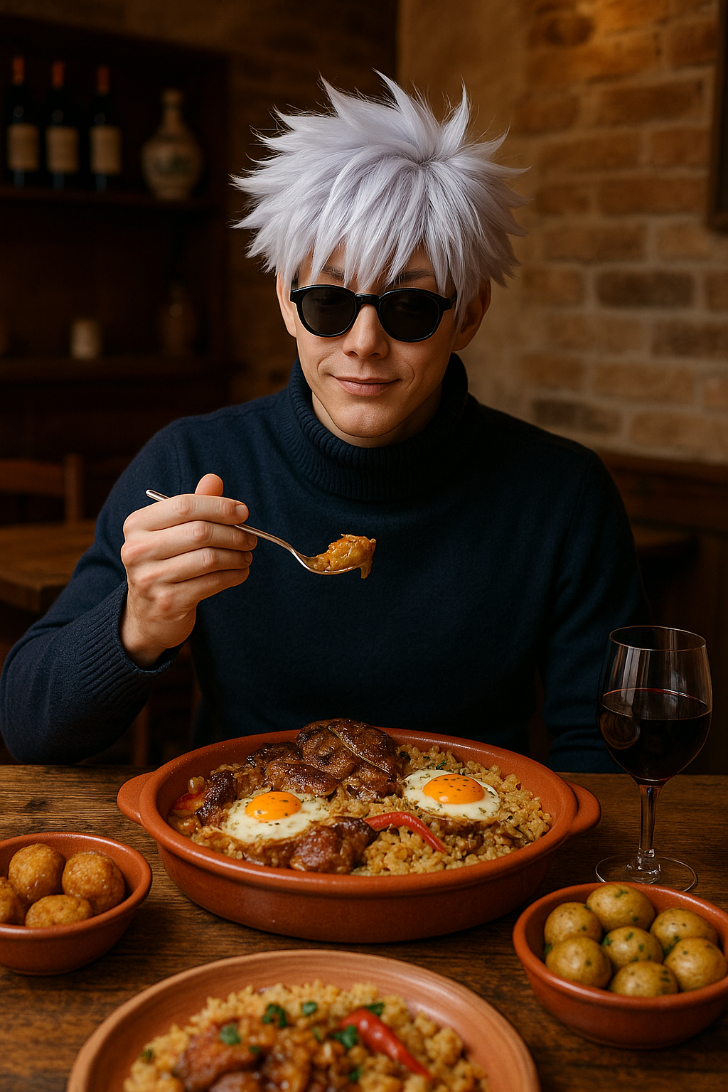 gojo eating Portugueseclassic
