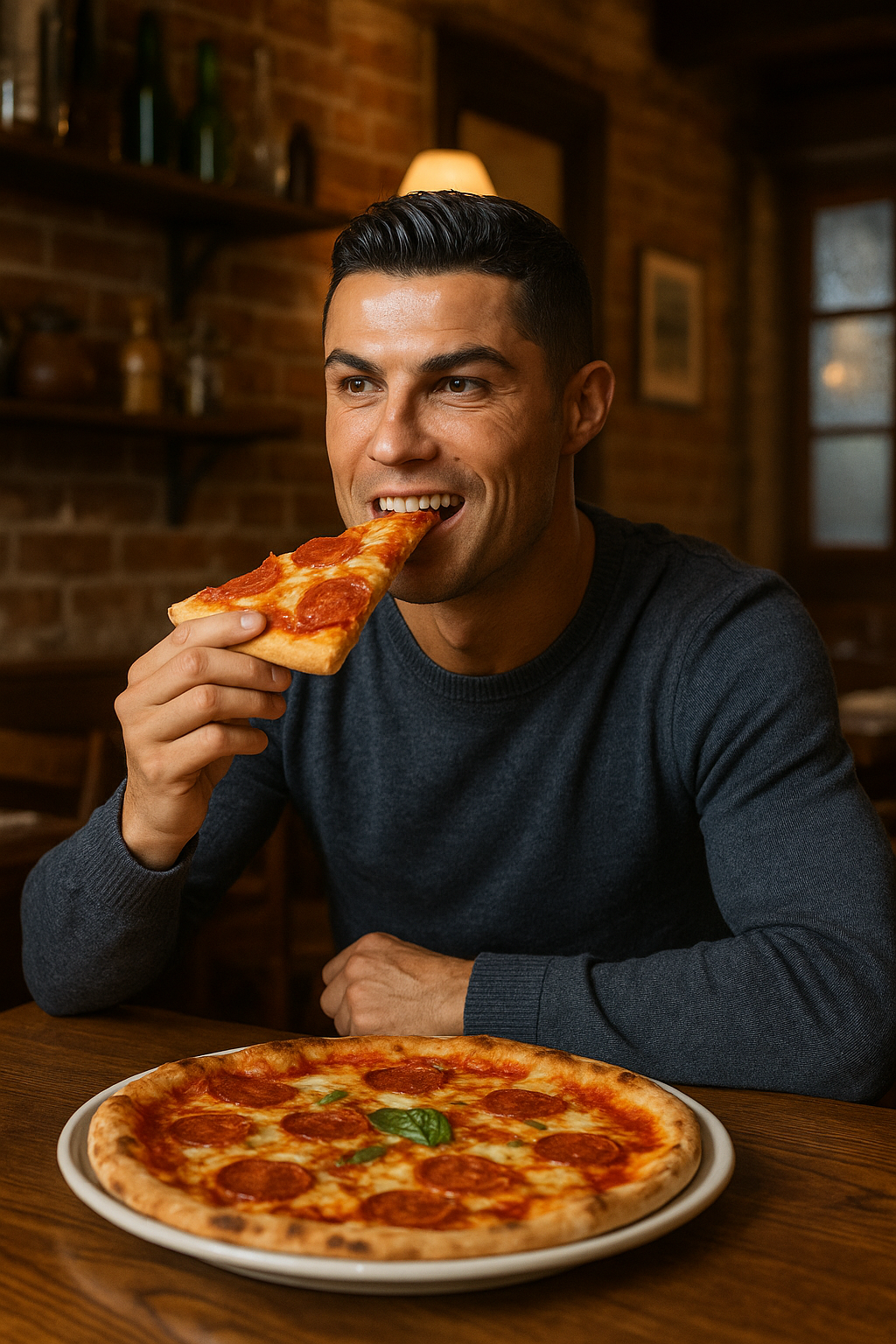 Ronaldo eating pizza Suuiza